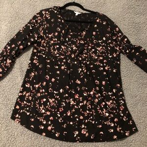 floral black and pink top